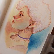 Meu projeto do curso: Desenho de retratos vibrantes com lápis de cor. Drawing, Portrait Drawing, Sketchbook, and Colored Pencil Drawing project by Juliana Paz - 12.04.2022