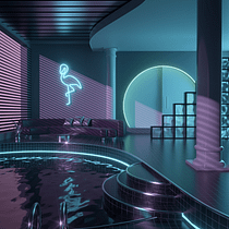 Mi proyecto del curso: Visualización 3D de interiores retro con Cinema 4D . 3D, 3D Modeling, and Digital Architecture project by Oscar Cabrera Polo - 06.21.1997