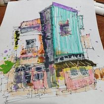 Mi proyecto del curso: Dibujo arquitectónico expresivo con marcadores de colores. Sketching, Drawing, Architectural Illustration, Sketchbook & Ink Illustration project by Daniela Barrios - 12.08.2022