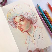 My project for course: Vibrant Portrait Drawing with Colored Pencils. Drawing, Portrait Drawing, Sketchbook, and Colored Pencil Drawing project by Yana Istratova - 12.09.2022