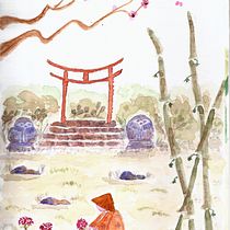 Mi proyecto del curso: Ilustración en acuarela con influencia japonesa. Traditional illustration, Drawing, and Watercolor Painting project by Paula M. Lira Eyzaguirre - 12.01.2022