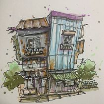 My project for course: Expressive Architectural Sketching with Colored Markers. Sketching, Drawing, Architectural Illustration, Sketchbook & Ink Illustration project by Kip Keith - 12.10.2022