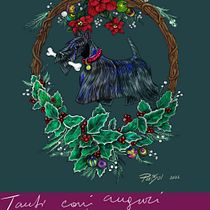 Il mio progetto del corso: Illustrazione naturale con pittura digitale, cartolina natalizia con scottish terrier. Traditional illustration, Drawing, Digital Illustration, Realistic Drawing, Digital Painting, and Naturalistic Illustration project by PS Patsol - 12.10.2022