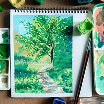 My project for course: Landscape Painting with Gouache for Beginners. Fine Arts, Painting, Naturalistic Illustration, and Gouache Painting project by Doaa Hassan - 12.10.2022