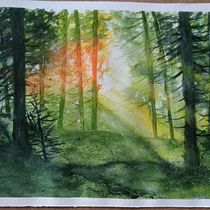 Mon projet du cours : Paysages oniriques à l'aquarelle : capturez la lumière. Pintura, e Pintura em aquarela projeto de Johanne Kirouac - 11.12.2022