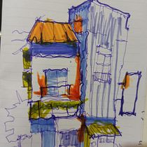 Mi proyecto del curso: Dibujo arquitectónico expresivo con marcadores de colores. Sketching, Drawing, Architectural Illustration, Sketchbook & Ink Illustration project by cipriano_navarro - 12.14.2022