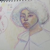 Mi proyecto del curso: Dibujo de retratos llamativos con lápices de colores. Drawing, Portrait Drawing, Sketchbook, and Colored Pencil Drawing project by lasusi0622 - 12.12.2022