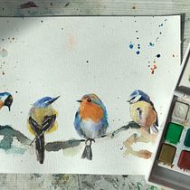 My project for course: Artistic Watercolor Techniques for Illustrating Birds. Traditional illustration, Watercolor Painting, Realistic Drawing, and Naturalistic Illustration project by zhengnan1206 - 12.18.2022