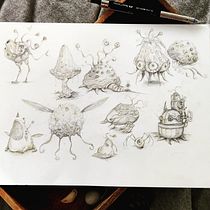 My project for course: Whimsical Sketchbook: Draw Imaginary Creatures from Nature. Pencil Drawing, Drawing, Watercolor Painting, Sketchbook, and Naturalistic Illustration project by Kasia Klas - 12.21.2022