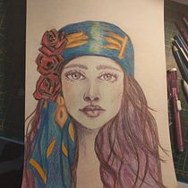 Mijn project van de cursus: Teken levendige portretten met kleurpotloden. Drawing, Portrait Drawing, Sketchbook, and Colored Pencil Drawing project by mowi - 12.22.2022
