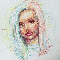 Mon projet du cours : Dessin de portraits expressifs aux crayons de couleur . Drawing, Portrait Drawing, Sketchbook, and Colored Pencil Drawing project by calylla - 12.19.2022