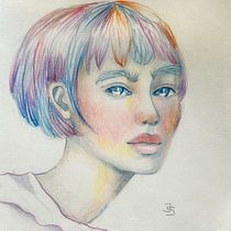 Mein Abschlussprojekt für den Kurs: Lebendiges Porträtzeichnen mit Buntstiften. Drawing, Portrait Drawing, Sketchbook, and Colored Pencil Drawing project by ramonaja - 12.23.2022