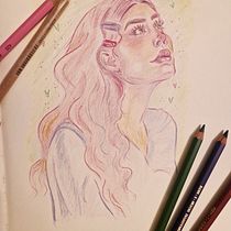 My project for course: Vibrant Portrait Drawing with Colored Pencils. Drawing, Portrait Drawing, Sketchbook, and Colored Pencil Drawing project by Fanny Johansson - 12.23.2022