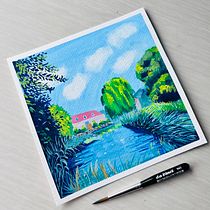 My project for course: Landscape Painting with Gouache for Beginners. Fine Arts, Painting, Naturalistic Illustration, and Gouache Painting project by Yashoda Liyanage - 12.27.2022