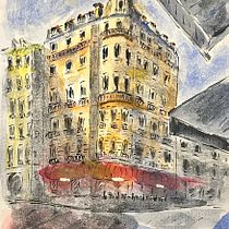 Mein Abschlussprojekt für den Kurs: Architektonische Zeichnung mit Aquarell und Tinte. Sketching, Drawing, Watercolor Painting, Architectural Illustration, Sketchbook & Ink Illustration project by Markus Uessem - 12.27.2022