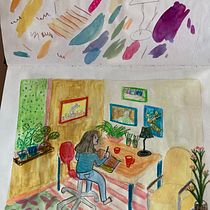 Mon projet du cours : Carnet de croquis pour explorer votre style de dessin. Un proyecto de Ilustración tradicional, Bocetado, Creatividad, Dibujo, Pintura a la acuarela, Sketchbook y Pintura gouache de Virginie Beaudoin - 29.12.2022
