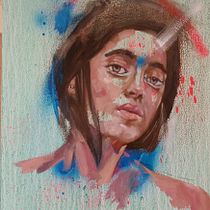 Mi proyecto del curso: Retrato experimental: fusiona óleo, acrílico y pintura en spray . Fine Arts, Acr, lic Painting, and Oil Painting project by Jose Puyelli - 12.30.2022