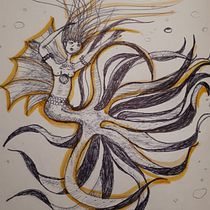 Mein Abschlussprojekt für den Kurs: Fantasy-Figuren zeichnen im Skizzenbuch. Ilustração tradicional, Criatividade, Desenho, e Sketchbook projeto de Heike Grebe - 30.12.2022
