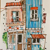 My project for course: Expressive Architectural Sketching with Colored Markers. Sketching, Drawing, Architectural Illustration, Sketchbook & Ink Illustration project by reinholdrapp - 01.01.2023