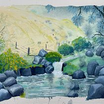 My project for course: Fantasy Landscapes with Watercolor & Gouache. Un proyecto de Bellas Artes, Pintura, Pintura a la acuarela, Ilustración naturalista				 y Pintura gouache de Jane - 02.01.2023