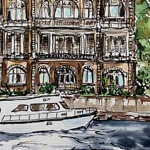 My project for course: Illustrating Charming Scenes with Watercolor and Ink. Painting, Sketching, Watercolor Painting, Architectural Illustration & Ink Illustration project by Gül Günizi - 01.03.2023