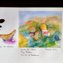 Carnet de voyages à l'aquarelle : Cambo-les-Bains, station thermale dans le Pays Basque français. Traditional illustration, Watercolor Painting, Architectural Illustration, and Sketchbook project by Alix Olphe-Galliard - 01.11.2023