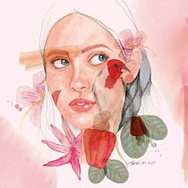 Meu projeto do curso: Retrato ilustrado em aquarela - Flor do Cajueiro Ein Projekt aus dem Bereich Traditionelle Illustration, Bildende Künste, Malerei, Zeichnung, Aquarellmalerei, Porträtzeichnung und Artistische Zeichnung von Thayná Lins - 04.01.2023