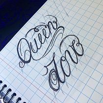Meu projeto do curso: Tatuagem de letras cursivas à mão livre. Un projet de Lettering , et Conception de tatouage de Juliana Benincasa - 05.01.2023