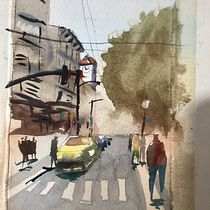 Mi proyecto del curso: Paisajes urbanos en acuarela Ein Projekt aus dem Bereich Bildende Künste, Aquarellmalerei und Architektonische Illustration von Iban Sarabia Casellas - 05.01.2023