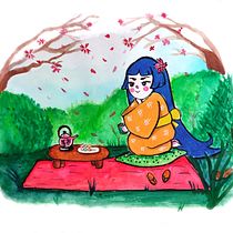 Mi proyecto del curso: Ilustración en acuarela con influencia japonesa. Traditional illustration, Drawing, and Watercolor Painting project by rominamad1988 - 01.05.2023