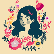 Mi proyecto del curso: Retrato ilustrado con elementos botánicos. Traditional illustration, Digital Illustration, Botanical Illustration, and Digital Drawing project by Adriana Fonseca - 01.05.2023