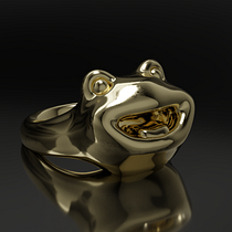 Cartoonish Frog Ring. Accessor, Design, Product Design, 3D Modeling, and 3D Design project by gabrielneondreams - 01.04.2023