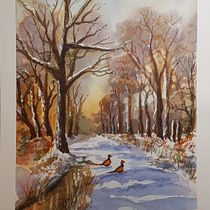 Mein Abschlussprojekt für den Kurs: Verträumte Aquarell-Landschaften: Halte Licht fest. Un projet de Peinture , et Aquarelle de sabine_noppel - 07.01.2023