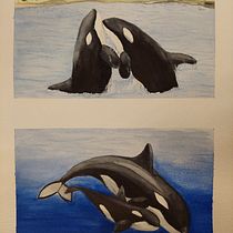 My project for course: Naturalist Illustration Techniques: Whales in Watercolor. Un progetto di Illustrazione tradizionale, Design di poster , Illustrazione digitale e Manga di klaudia_terjek - 08.01.2023