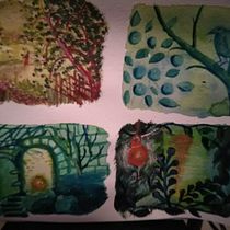 My project for course: Fantasy Landscapes with Watercolor & Gouache. Un progetto di Belle arti, Pittura, Pittura ad acquerello, Illustrazione naturalistica e Pittura gouache di Susanna Lappalainen - 09.01.2023