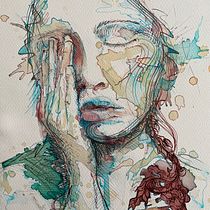 Mon projet du cours : Portrait expérimental à l'encre, à l'alcool et au thé. Artes plásticas, Pintura, Desenho e Ilustração com tinta projeto de guno007 - 09.01.2023