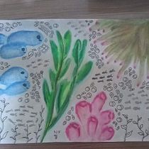 Mi proyecto del curso: Mundo marino 🐟. Un projet de Illustration traditionnelle, Peinture, Aquarelle et Illustration naturaliste de Nicole Fleming - 07.01.2023