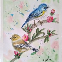 Meu projeto do curso: Técnicas expressivas de aquarela para ilustração de pássaros. Traditional illustration, Watercolor Painting, Realistic Drawing, and Naturalistic Illustration project by Shirley de Souza - 01.10.2023