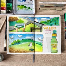 My project for course: Watercolor Travel Journal. Traditional illustration, Watercolor Painting, Architectural Illustration, and Sketchbook project by Nadya - 01.11.2023