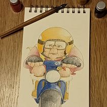 Mon projet du cours : Création de personnages expressifs à l'aquarelle et à la plume - "Mamie Vespa" By GG. Un progetto di Illustrazione tradizionale, Character design, Pittura, Bozzetti, Disegno, Pittura ad acquerello, Stor, telling, Disegno artistico, Illustrazione infantile e Narrativa di gege.gouttebroze - 01.01.2023