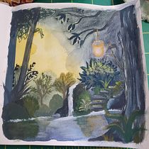 My project for course: Fantasy Landscapes with Watercolor & Gouache. Un progetto di Belle arti, Pittura, Pittura ad acquerello, Illustrazione naturalistica e Pittura gouache di Monique - 11.01.2023