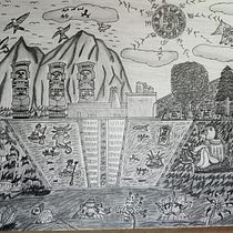 ¡Paisaje de la cultura Mexicana!. Traditional illustration, Pencil Drawing, Drawing, Stor, telling, Artistic Drawing, and Narrative project by Jose Alfredo Ocotenco Vargas - 01.10.2023