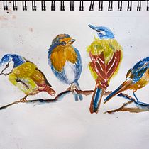 My project for course: Artistic Watercolor Techniques for Illustrating Birds. Traditional illustration, Watercolor Painting, Realistic Drawing, and Naturalistic Illustration project by kimmyshock - 01.12.2023