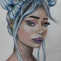 Mon projet du cours : Dessin de portraits expressifs aux crayons de couleur . Drawing, Portrait Drawing, Sketchbook, and Colored Pencil Drawing project by Catherine Grenouillat - 01.12.2023