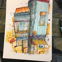 Mon projet du cours : Esquisses d'architecture expressives aux feutres de couleur. Sketching, Drawing, Architectural Illustration, Sketchbook & Ink Illustration project by andriot_guillaume - 01.13.2023