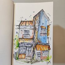 My project for course: Expressive Architectural Sketching with Colored Markers. Sketching, Drawing, Architectural Illustration, Sketchbook & Ink Illustration project by Valery Monge - 01.14.2023