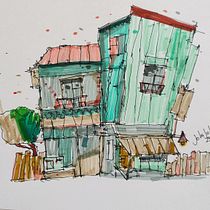 Meu projeto do curso: Desenho arquitetônico expressivo com marcadores coloridos. Een project van  Schetsen,  Tekening,  Architecturale illustratie, Sketchbook y  Illustratie met inkt van Joacir Marques de Oliveira Júnior - 15.01.2023