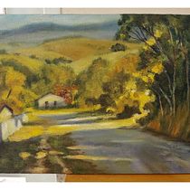 Meu projeto do curso: Pintura de paisagem a óleo: explore o poder da luz. Traditional illustration, Fine Arts, Pencil Drawing, Oil Painting, and Naturalistic Illustration project by Maria Aparecida Ramos Gregolim - 01.16.2023