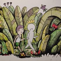 "In Eden" My project for course: Illustrated Stories: From Idea to Paper. Traditional illustration, Fine Arts, Painting, Pencil Drawing, Drawing, Watercolor Painting, Children's Illustration, and Narrative project by carlmzamora - 01.12.2023