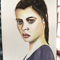 Mon projet du cours : Portrait à l'aquarelle d'après une photo. Traditional illustration, Watercolor Painting, and Portrait Drawing project by Florence Buchoou - 01.18.2023